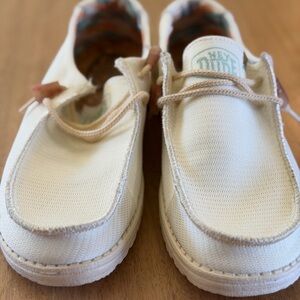 Hey Dude Kids Cream Canvas Slip-On Sneakers